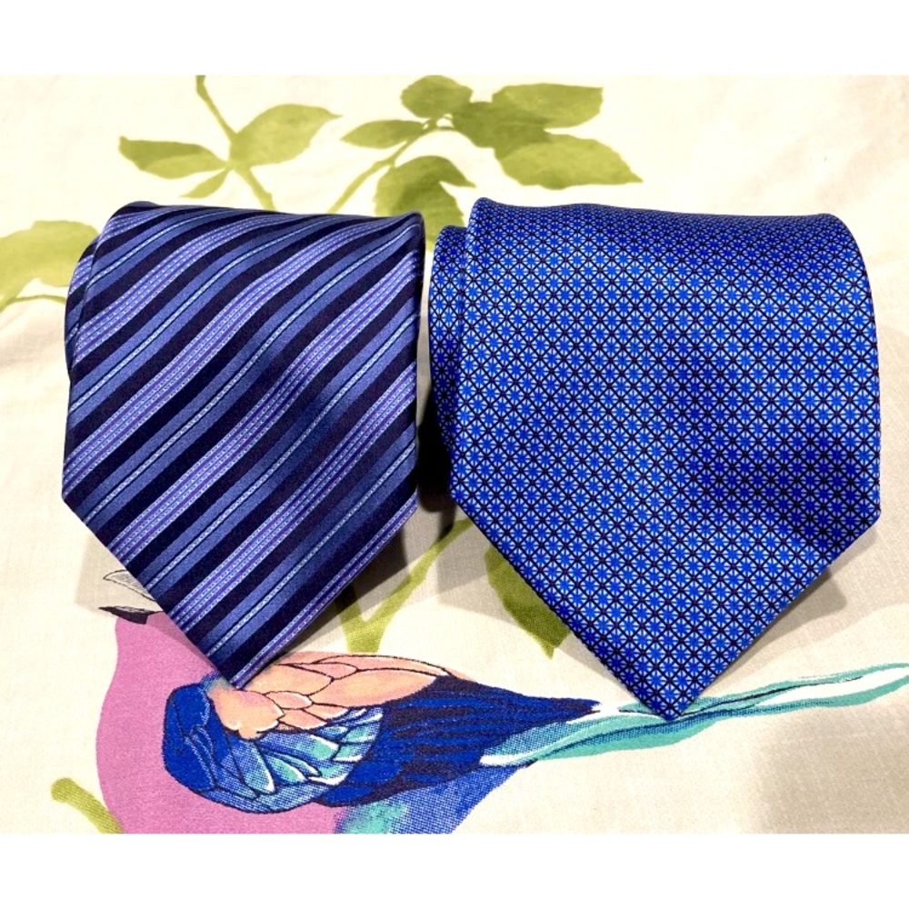 Stefanco Ricci Luxury Collection Ties x2 Glossy Pindot Stripe Made In Italy